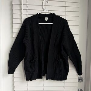 a new day Black Open-Front Chunky Ribbed Cardigan